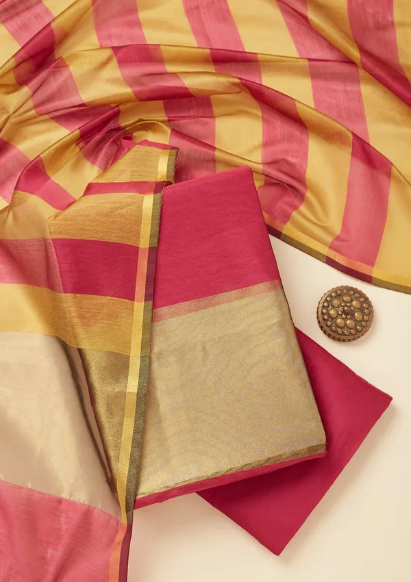 Magenta_Pink_Zariwork_Gold_Tissue_Unstitched_Salwar_Suit