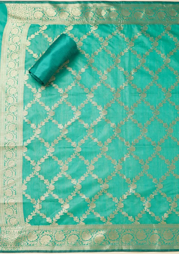 Rama_Green_Zariwork_Gold_Silk_Unstitched_Salwar_Suit