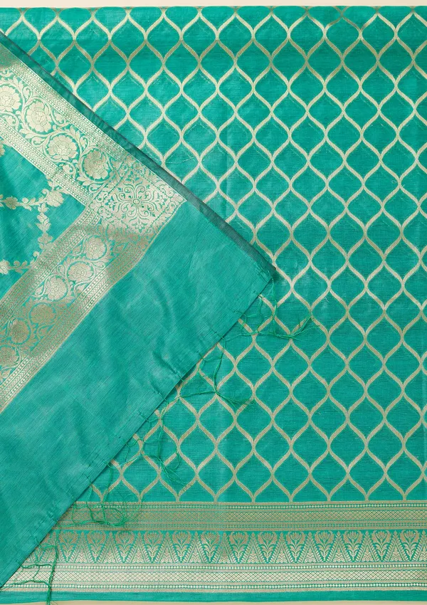 Rama_Green_Zariwork_Gold_Silk_Unstitched_Salwar_Suit