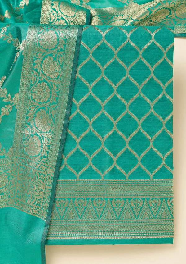 Rama_Green_Zariwork_Gold_Silk_Unstitched_Salwar_Suit