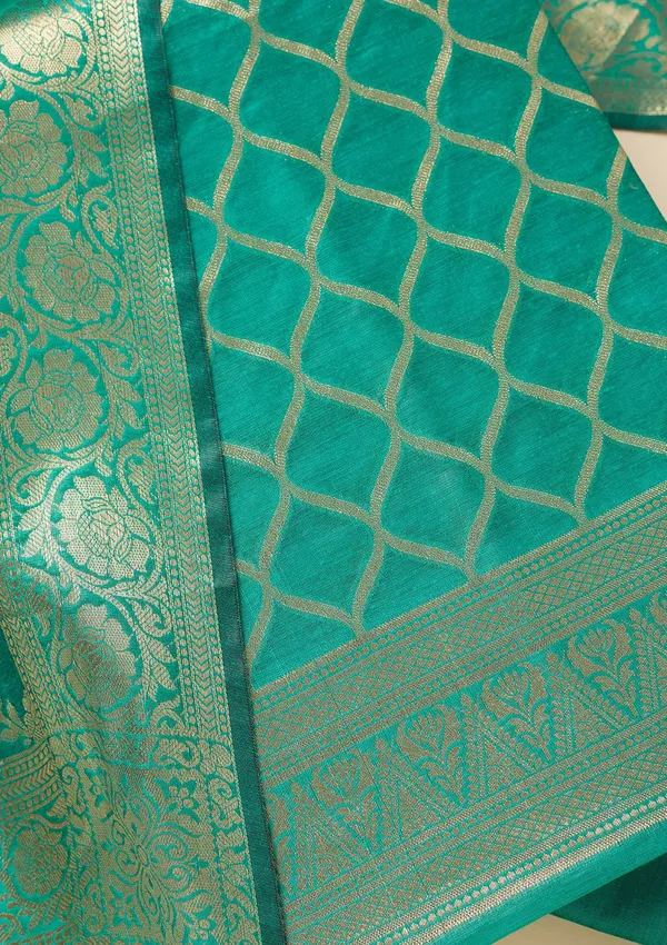 Rama_Green_Zariwork_Gold_Silk_Unstitched_Salwar_Suit