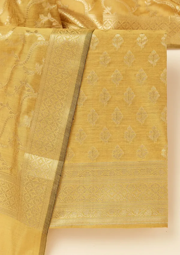 Mustard_Zariwork_Gold_Silk_Unstitched_Salwar_Suit
