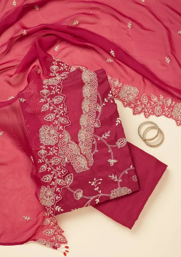 Wine_Zariwork_Gold_Chinon_Unstitched_Salwar_Suit