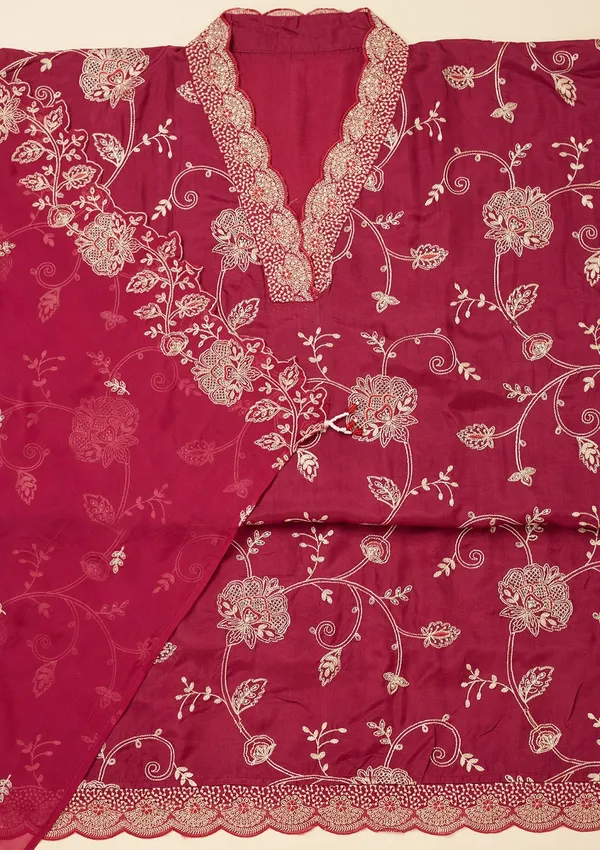 Wine_Zariwork_Gold_Chinon_Unstitched_Salwar_Suit