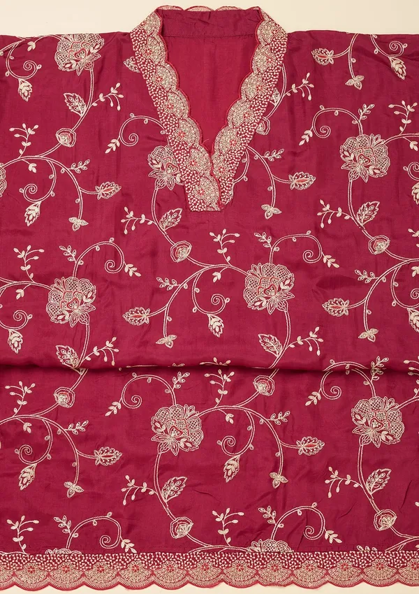 Wine_Zariwork_Gold_Chinon_Unstitched_Salwar_Suit