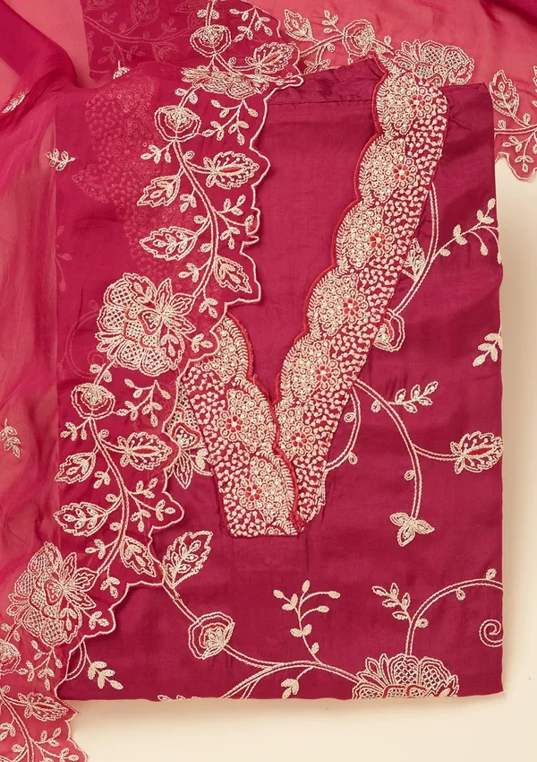 Wine_Zariwork_Gold_Chinon_Unstitched_Salwar_Suit