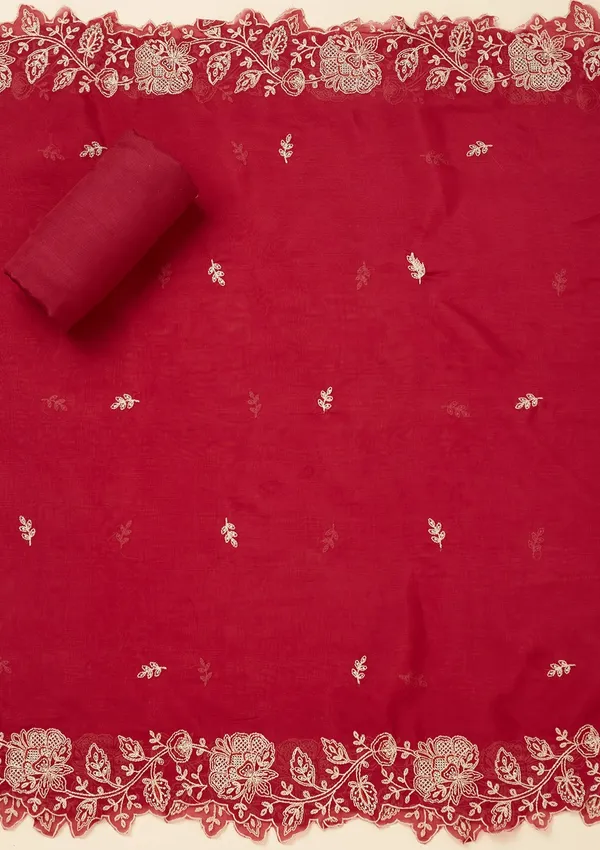Red_Zariwork_Gold_Chinon_Unstitched_Salwar_Suit