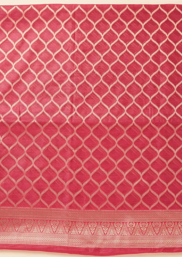 Magenta_Pink_Zariwork_Gold_Silk_Unstitched_Salwar_Suit