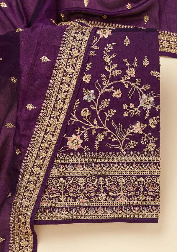 Purple_Cording_Soft_Raw_Silk_Unstitched_Salwar_Suit
