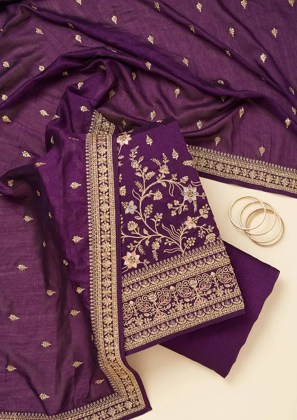 Purple_Cording_Soft_Raw_Silk_Unstitched_Salwar_Suit