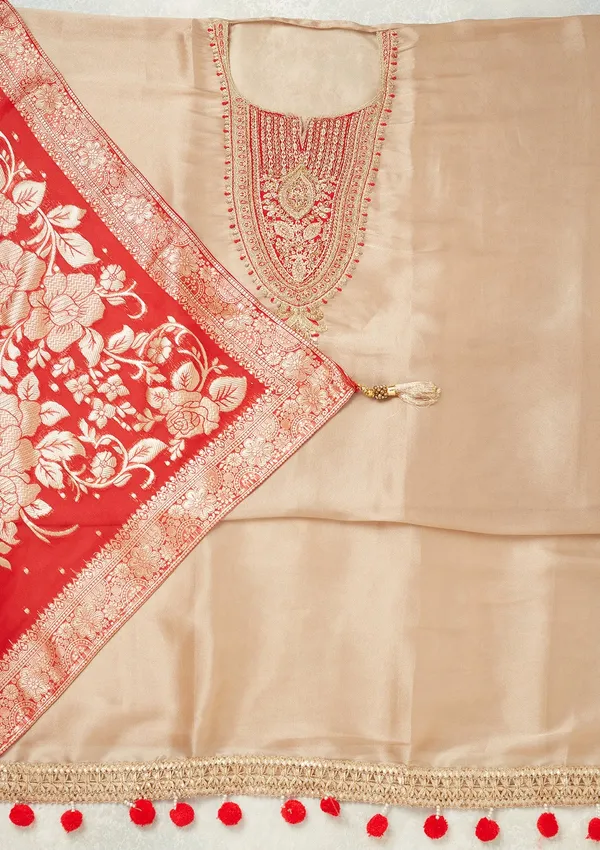 Beige_Zariwork_Gold_Tissue_Unstitched_Salwar_Suit
