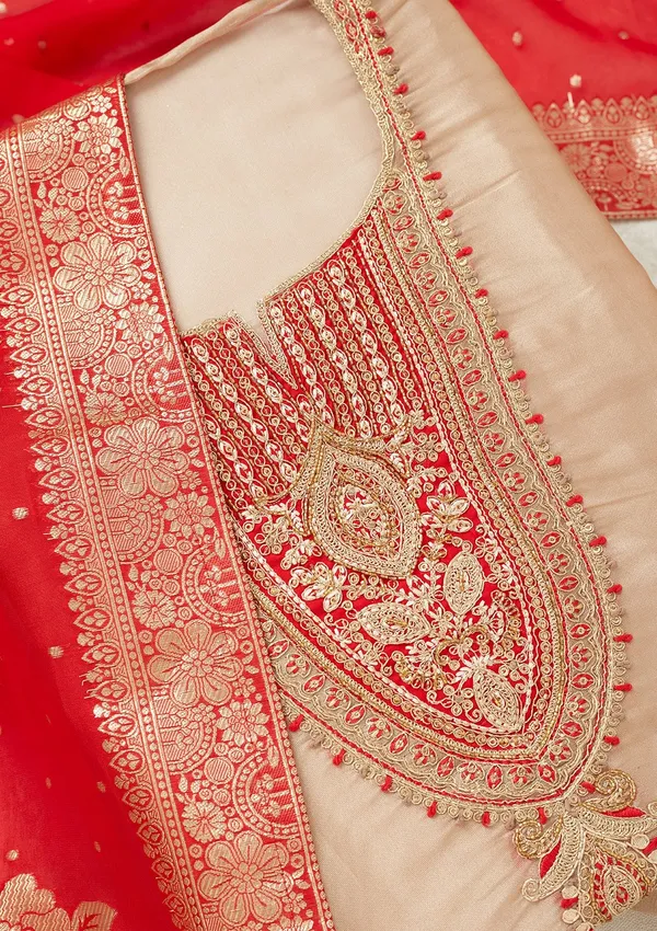 Beige_Zariwork_Gold_Tissue_Unstitched_Salwar_Suit