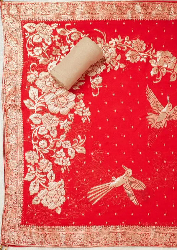 Beige_Zariwork_Gold_Tissue_Unstitched_Salwar_Suit
