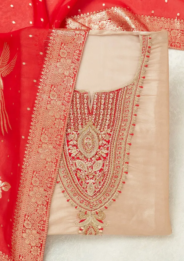 Beige_Zariwork_Gold_Tissue_Unstitched_Salwar_Suit