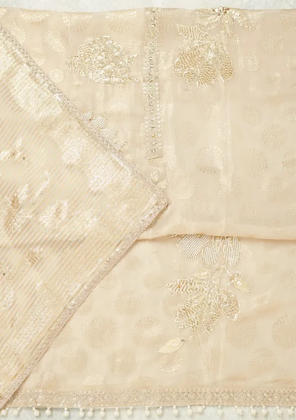 Beige_Zariwork_Gold_Tissue_Unstitched_Salwar_Suit