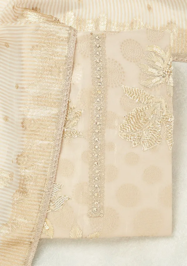 Beige_Zariwork_Gold_Tissue_Unstitched_Salwar_Suit