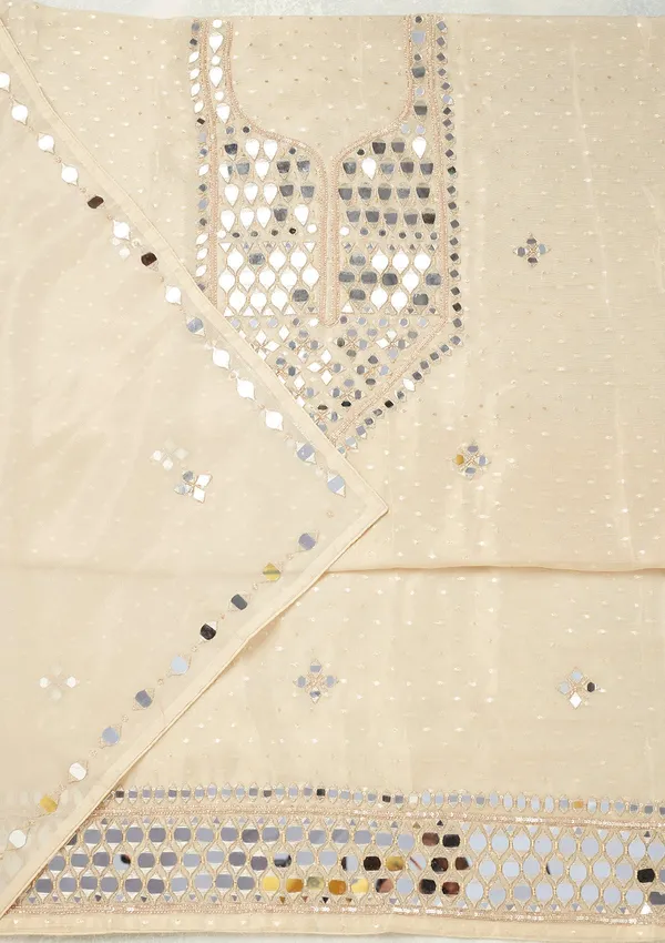 Beige_Mirrorwork_Tissue_Unstitched_Salwar_Suit
