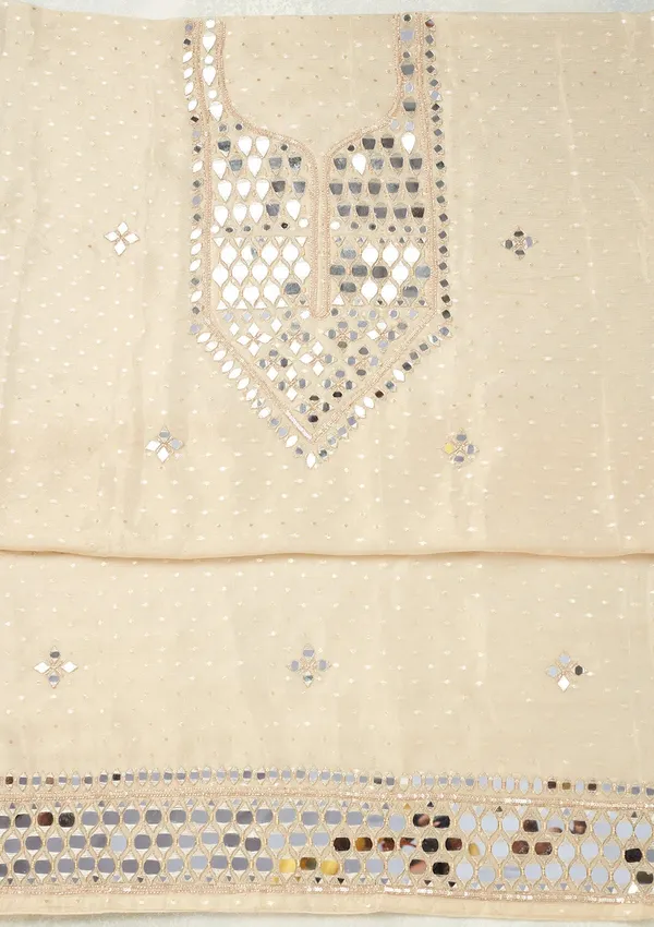 Beige_Mirrorwork_Tissue_Unstitched_Salwar_Suit