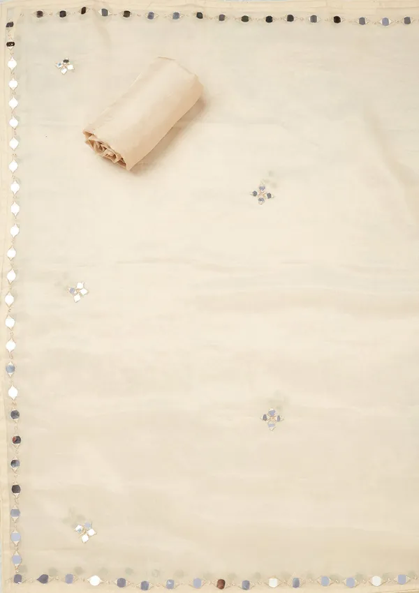 Beige_Mirrorwork_Tissue_Unstitched_Salwar_Suit