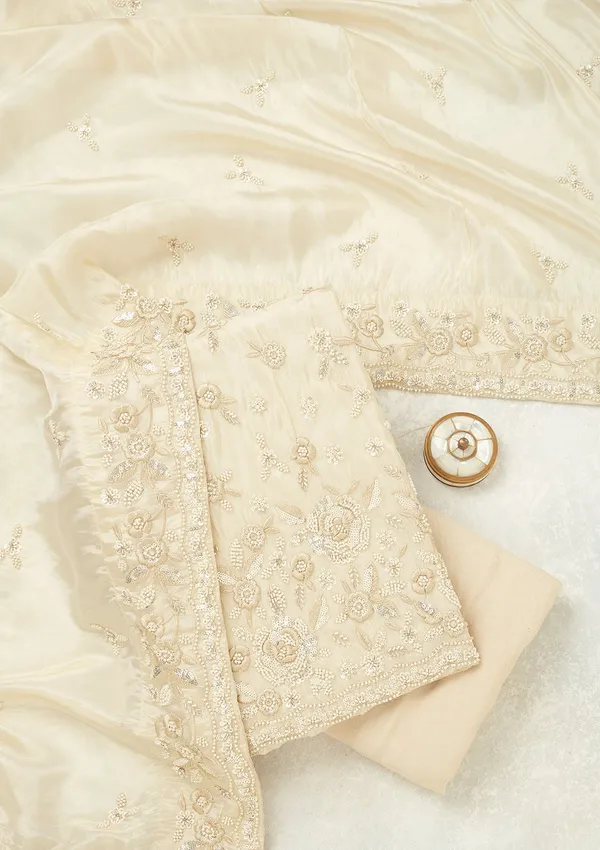 Cream_Silver_Stonework_Tissue_Unstitched_Salwar_Suit