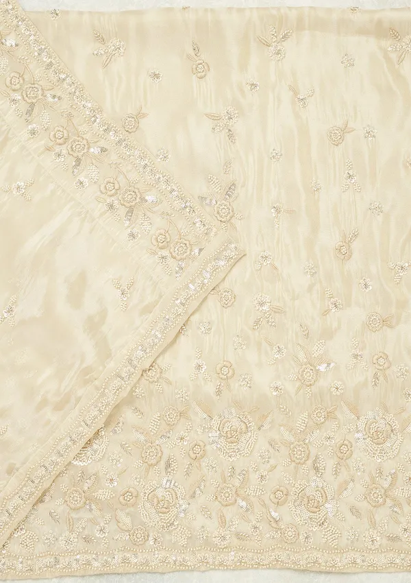 Cream_Silver_Stonework_Tissue_Unstitched_Salwar_Suit