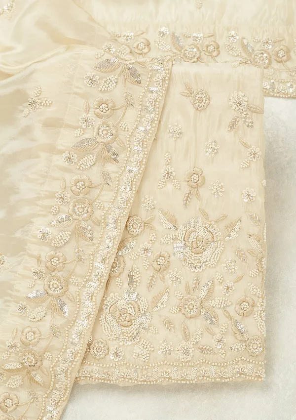 Cream_Silver_Stonework_Tissue_Unstitched_Salwar_Suit