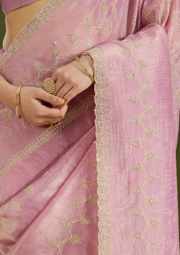 Pink_Stonework_Gold_Tissue_Saree