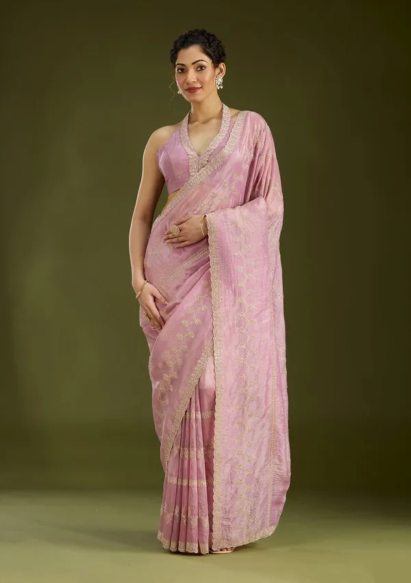 Pink_Stonework_Gold_Tissue_Saree