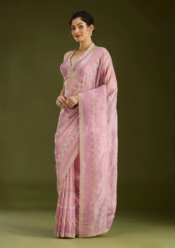 Pink_Stonework_Gold_Tissue_Saree