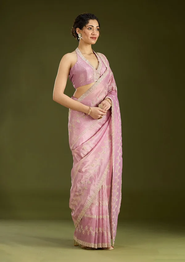 Pink_Stonework_Gold_Tissue_Saree