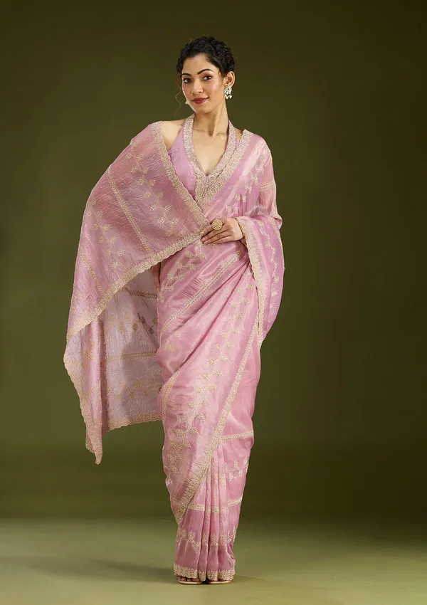 Pink_Stonework_Gold_Tissue_Saree