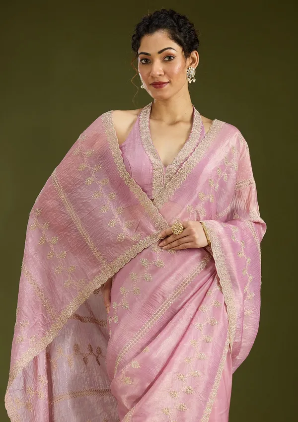 Pink_Stonework_Gold_Tissue_Saree