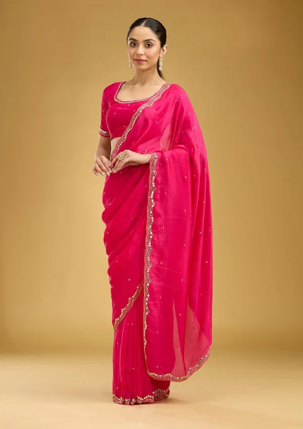 Rani_Pink_Cutwork_Tissue_Saree