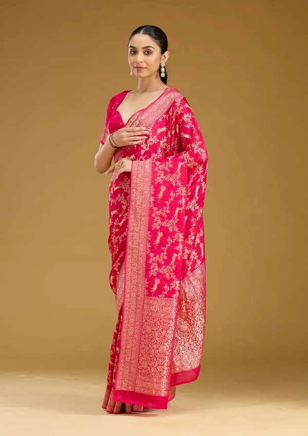 Rani_Pink_Zariwork_Gold_Silk_Saree