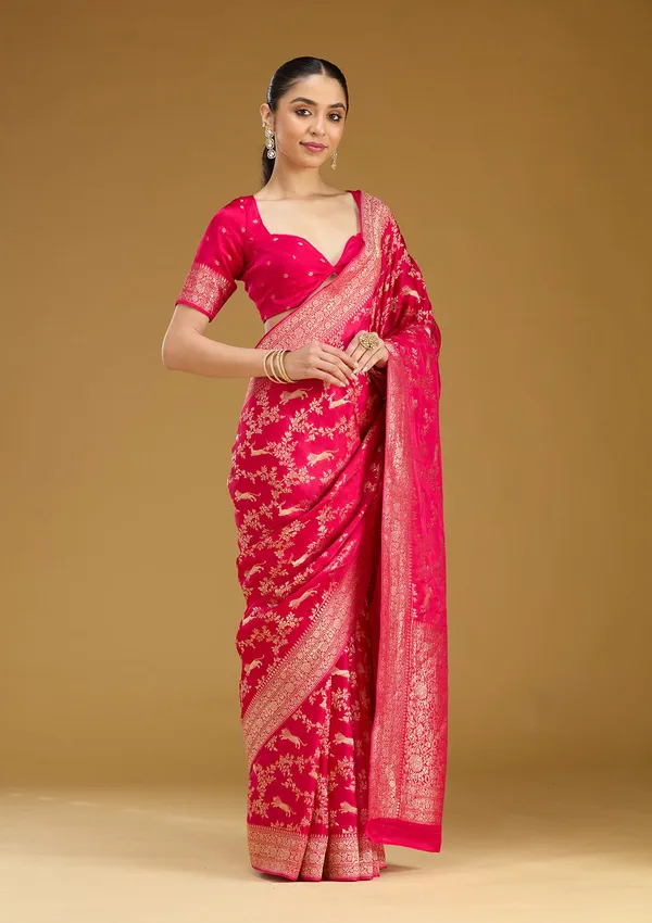 Rani_Pink_Zariwork_Gold_Silk_Saree