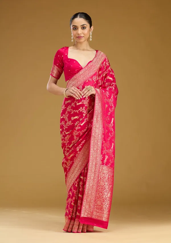 Rani_Pink_Zariwork_Gold_Silk_Saree