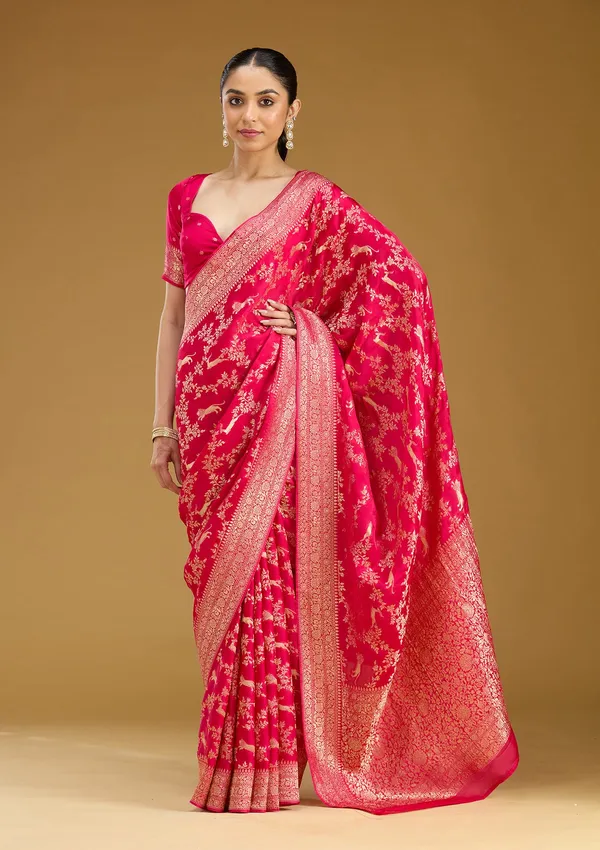 Rani_Pink_Zariwork_Gold_Silk_Saree