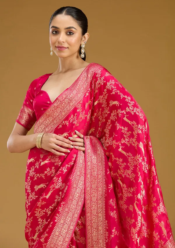 Rani_Pink_Zariwork_Gold_Silk_Saree