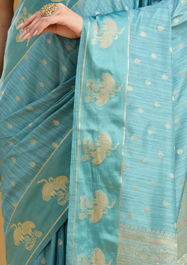 Sky_Blue_Zariwork_Gold_Silk_Saree
