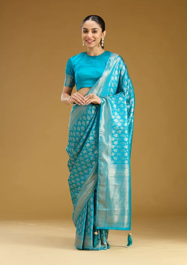Sky_Blue_Zariwork_Gold_Art_Silk_Saree