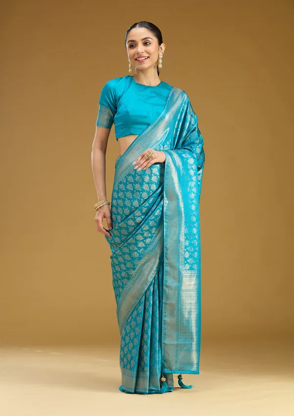 Sky_Blue_Zariwork_Gold_Art_Silk_Saree