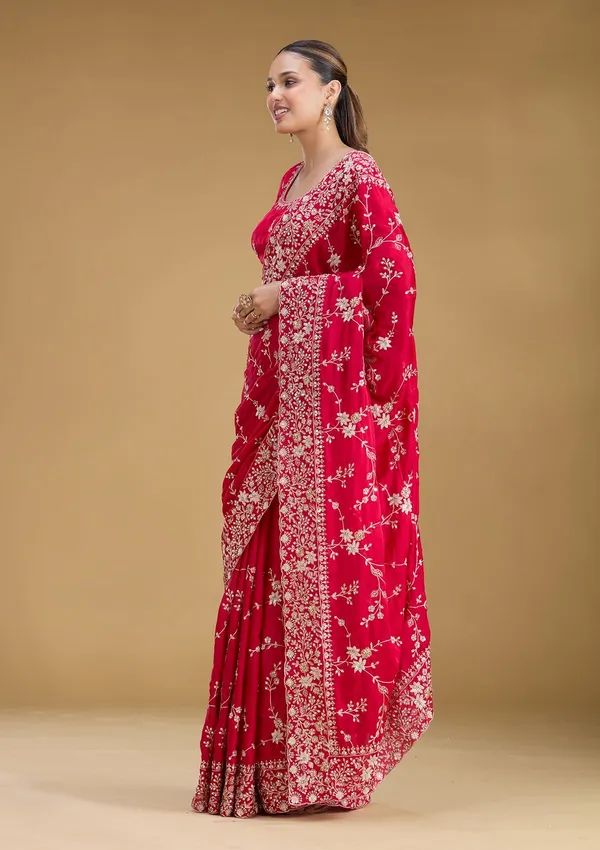 Rani_Pink_Aariwork_Satin_Saree