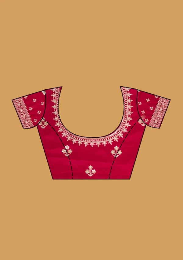 Maroon_Aariwork_Satin_Saree