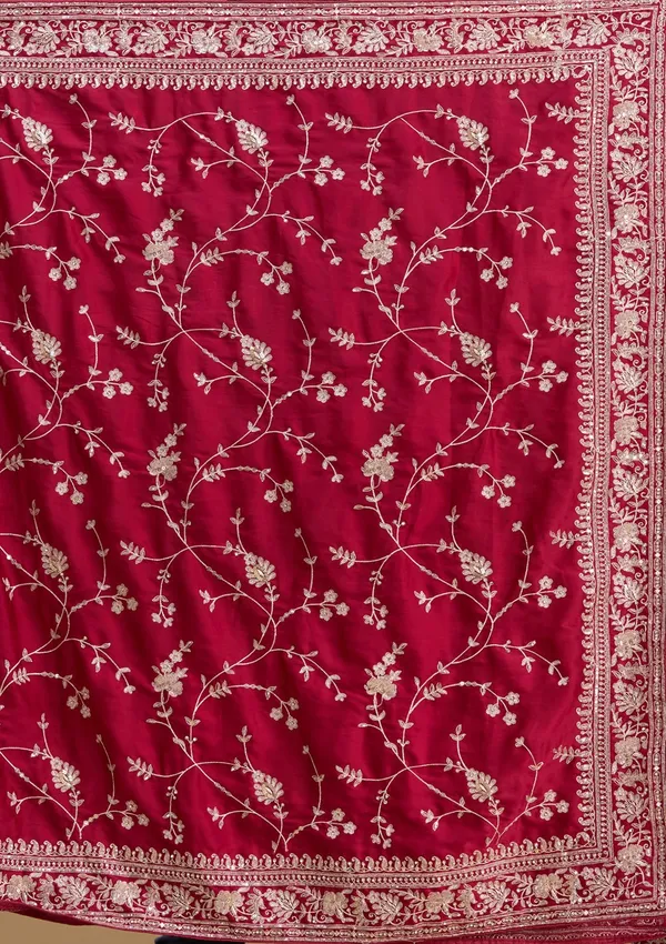 Maroon_Aariwork_Satin_Saree
