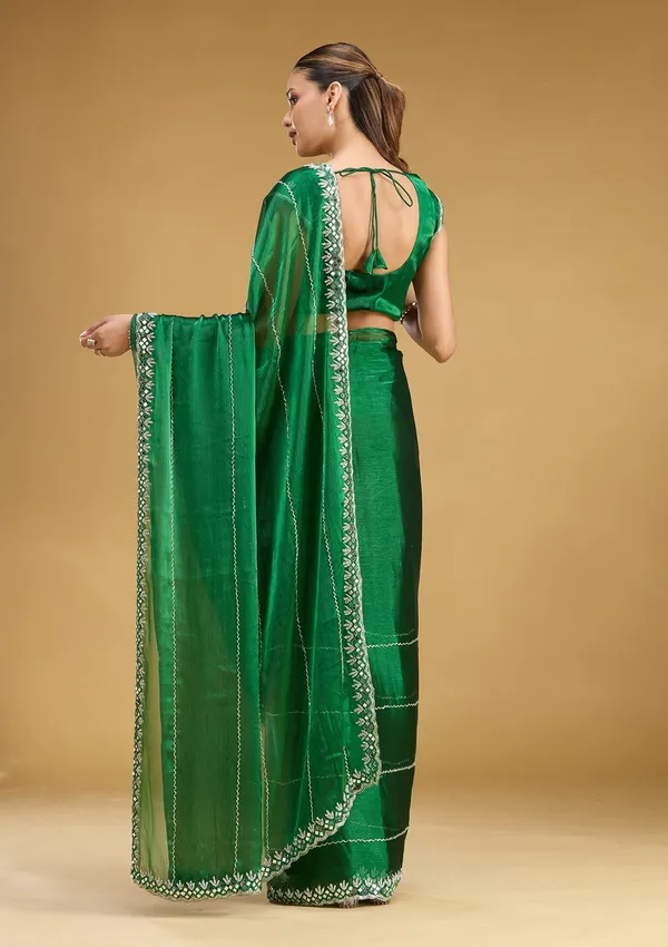 Bottle_Green_Cutdana_Tissue_Saree