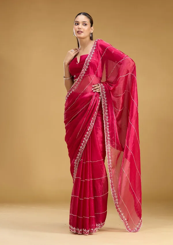 Rani_Pink_Cutdana_Tissue_Saree