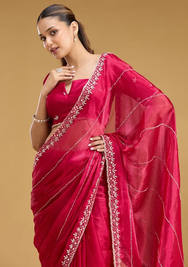 Rani_Pink_Cutdana_Tissue_Saree