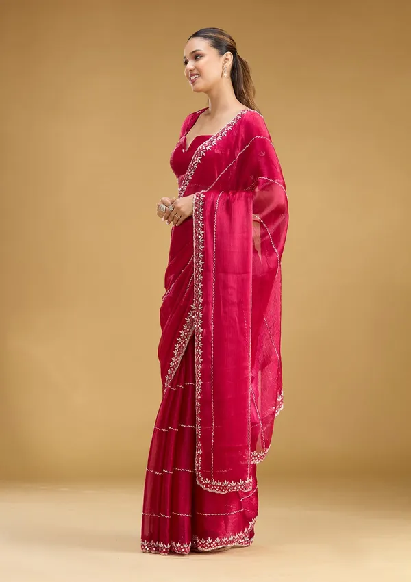 Rani_Pink_Cutdana_Tissue_Saree