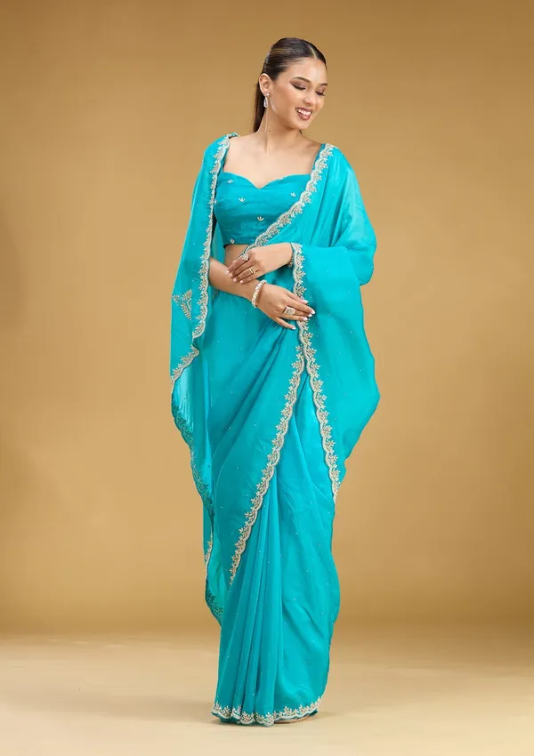 Blue_Threadwork_Satin_Saree