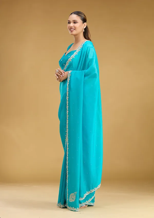 Blue_Threadwork_Satin_Saree